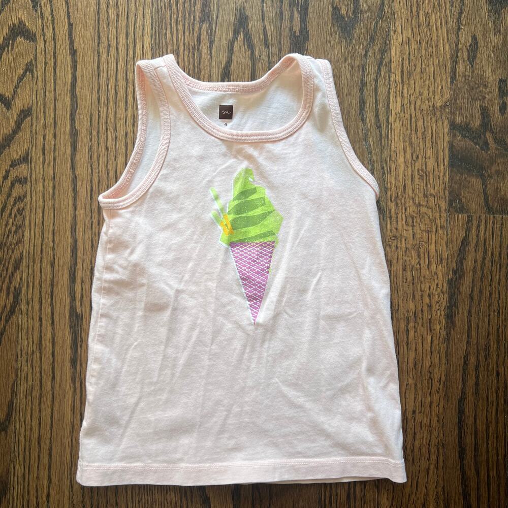 Tea Collection Matcha Ice Cream Girl's Graphic Sleeveless Tank Top - Size 4